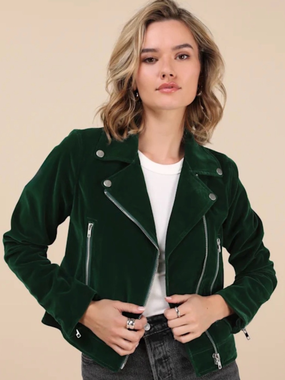 Lulu's Style Icon Forest Green Velvet Moto Jacket